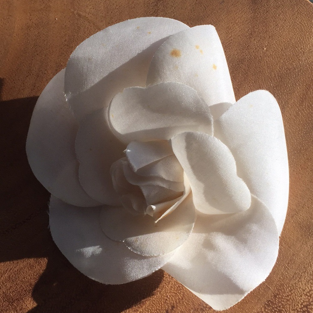 Authentic Vintage CHANEL silk Camellia brooch